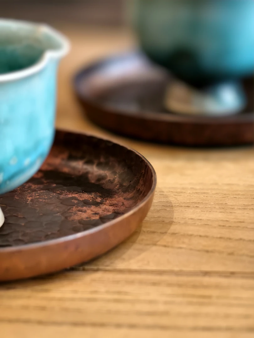 子制斋纯手工锻打铜制-小壶承主人杯垫-茶道