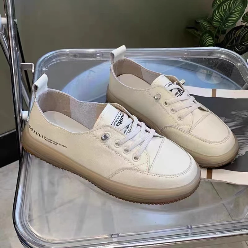 3118秋款新款真皮小白鞋女浅口系带平底休闲女板鞋学生鞋仓