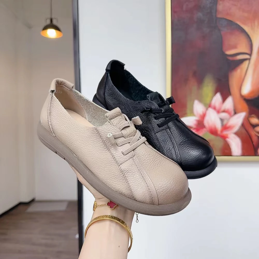 M2281新款系带圆头软底舒适百搭休闲鞋