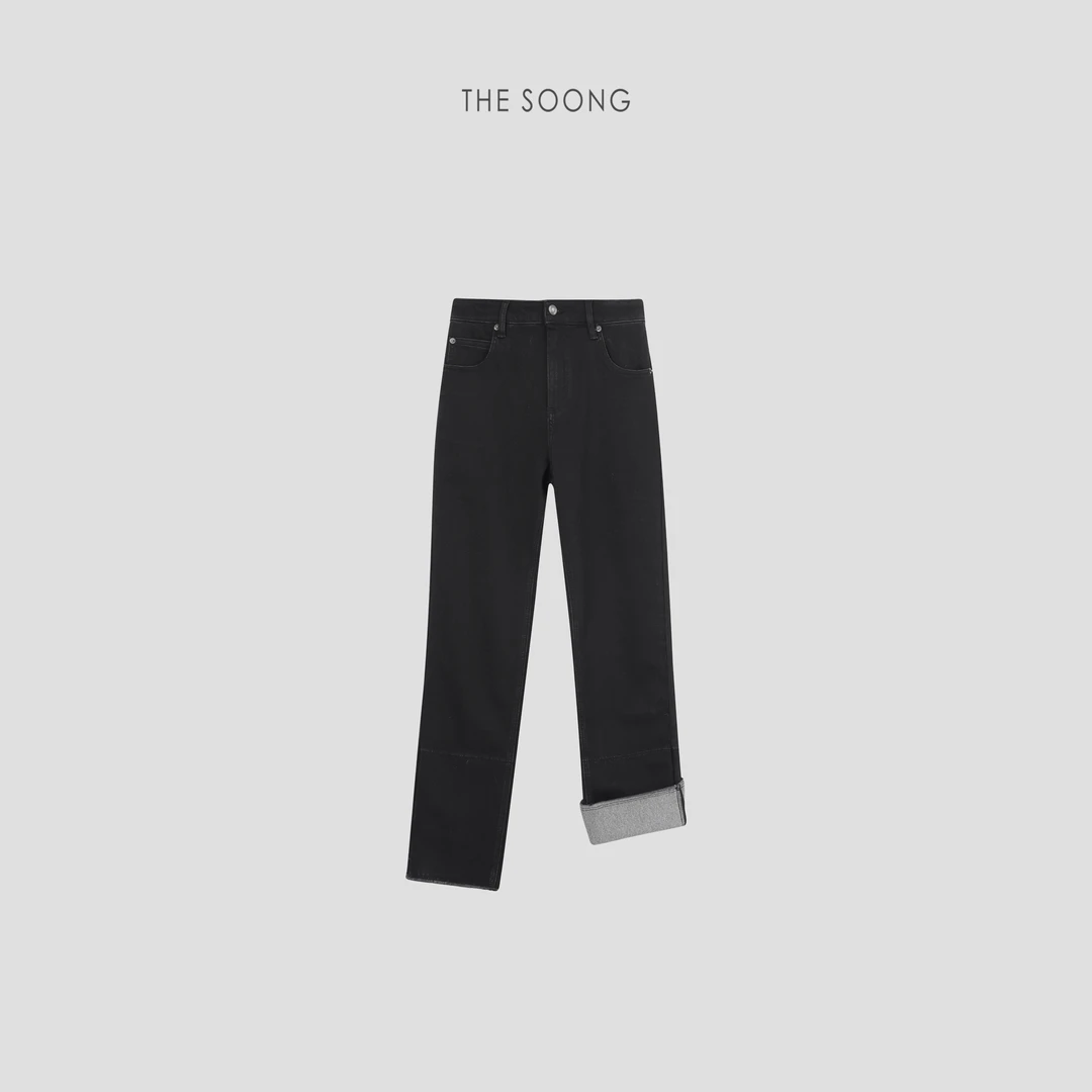 THESOONG|‘菲比裤’老赛琳系列美利奴羊毛抓绒高弹烟管牛仔裤5370