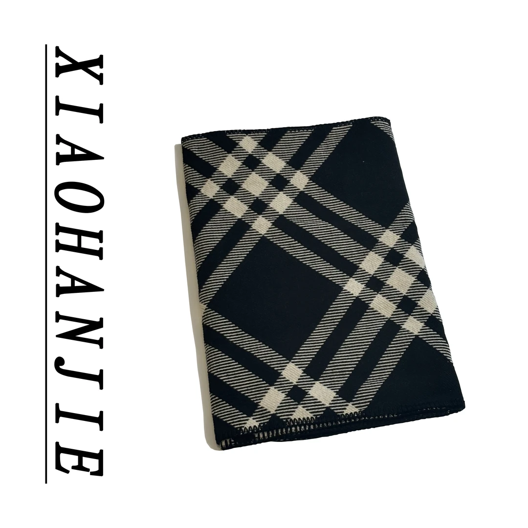 小韩姐【秋冬氛围感围巾】691保暖重工经典格纹时尚女士轻奢拼色