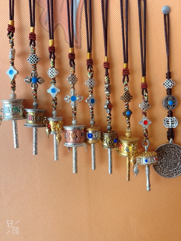 合金吊坠 藏式合金彩绘车载精美背包挂件藏式风情转轮车载饰品