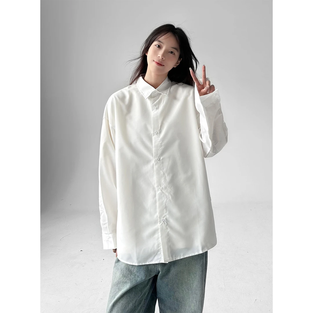 【方方】春秋款白衬衫中性风宽松百搭长袖衬衣内搭上衣