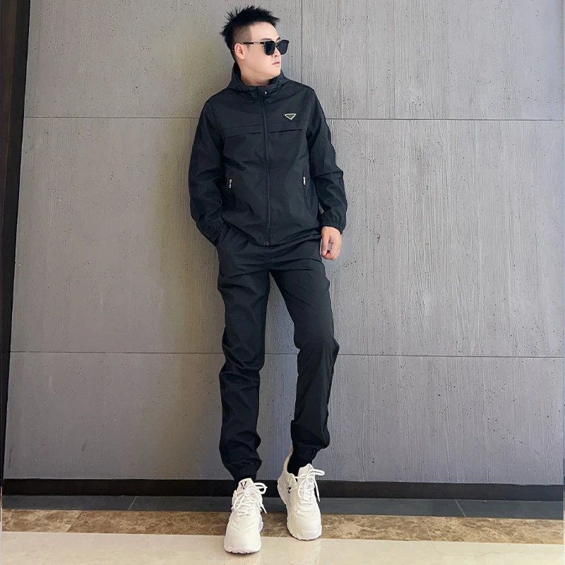 2025春秋新款运动休闲套装男士韩版百搭帅气宽松外套束脚裤两件套