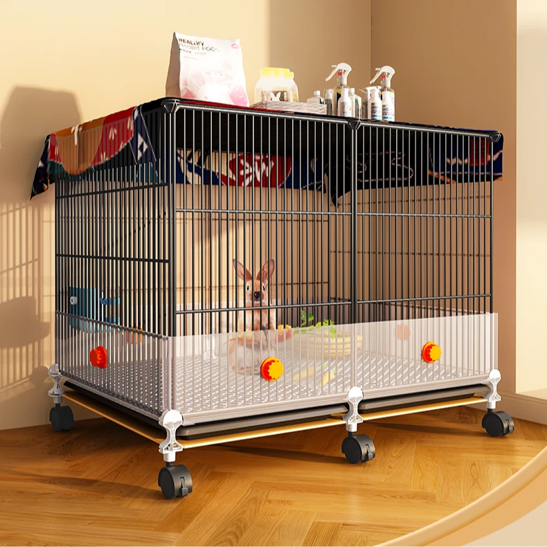 防喷溅兔笼家用大号养殖专用带厕所荷兰猪豚鼠繁殖笼加密室内兔窝