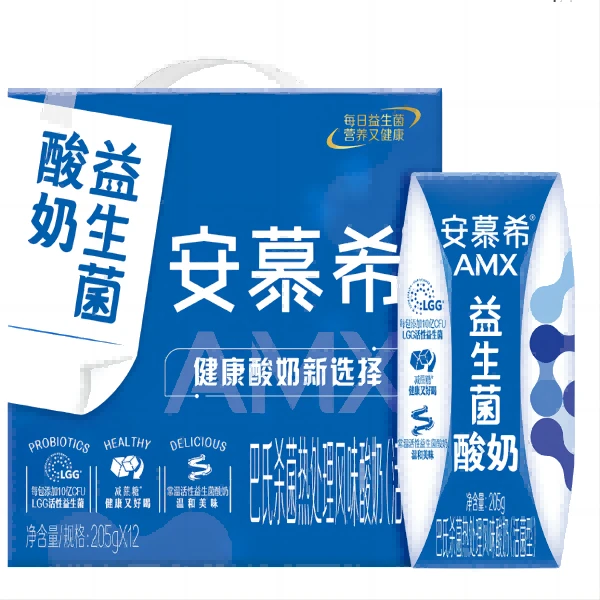 【10月产】伊利安慕希益生菌酸奶205g*12盒常温酸奶巴氏风味