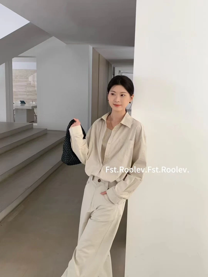 韩版单排扣百搭衬衫长袖宽松休闲上衣