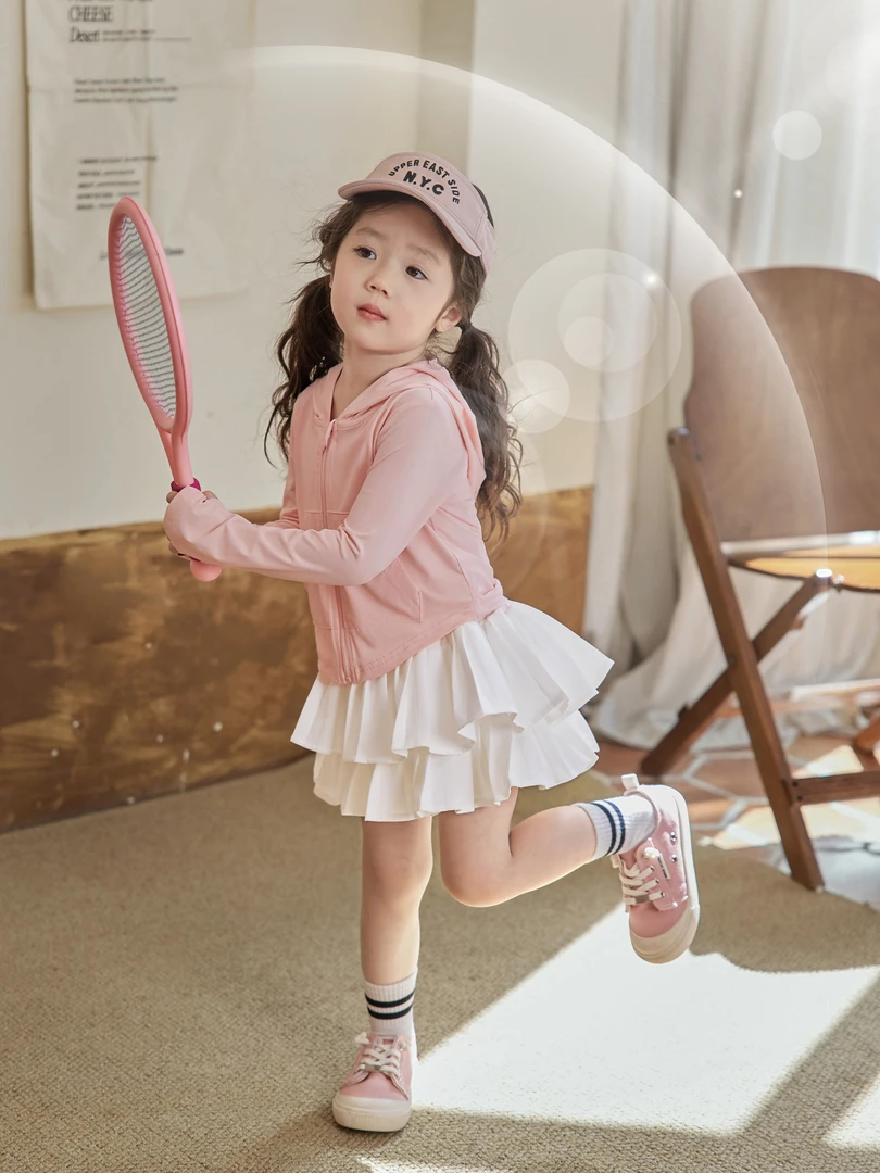 女宝宝修身款纯色上衣2024夏季新款时尚防晒衣凉感婴儿防晒服外套