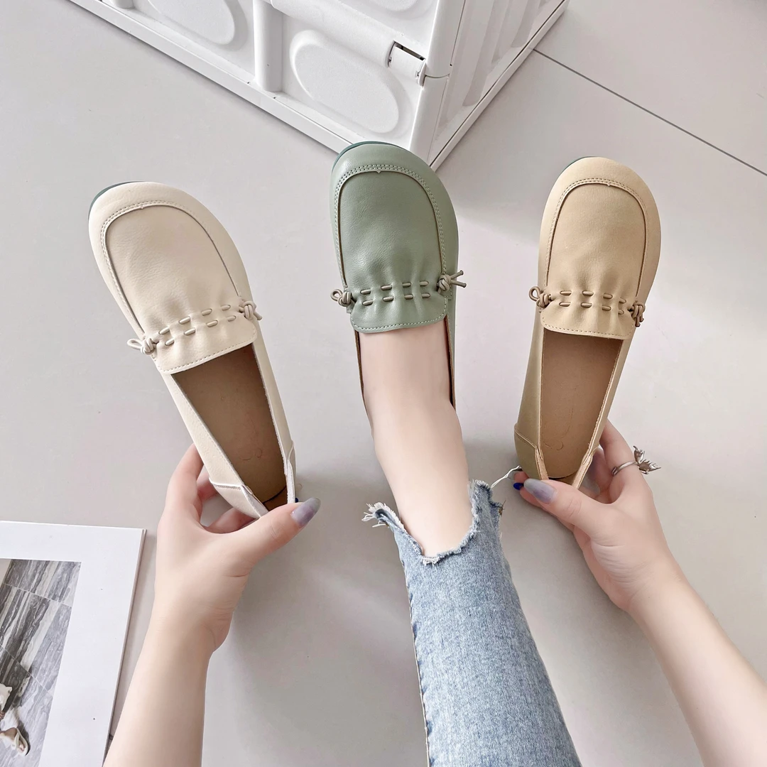 【秋季上新】民族风纯皮透气豆豆鞋 软皮软底防滑秋季妈妈鞋