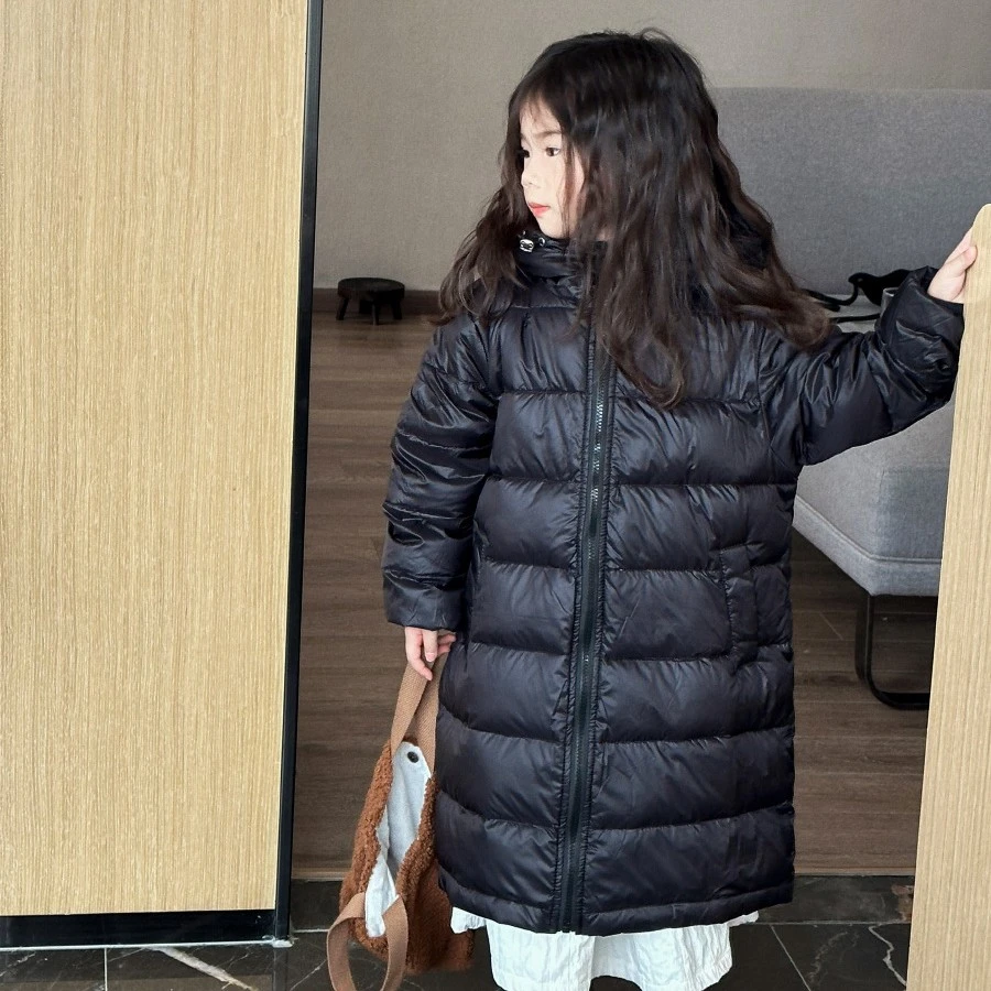 儿童羽绒服中长款过膝2023新款中大童轻薄款男童女童洋气冬装外套