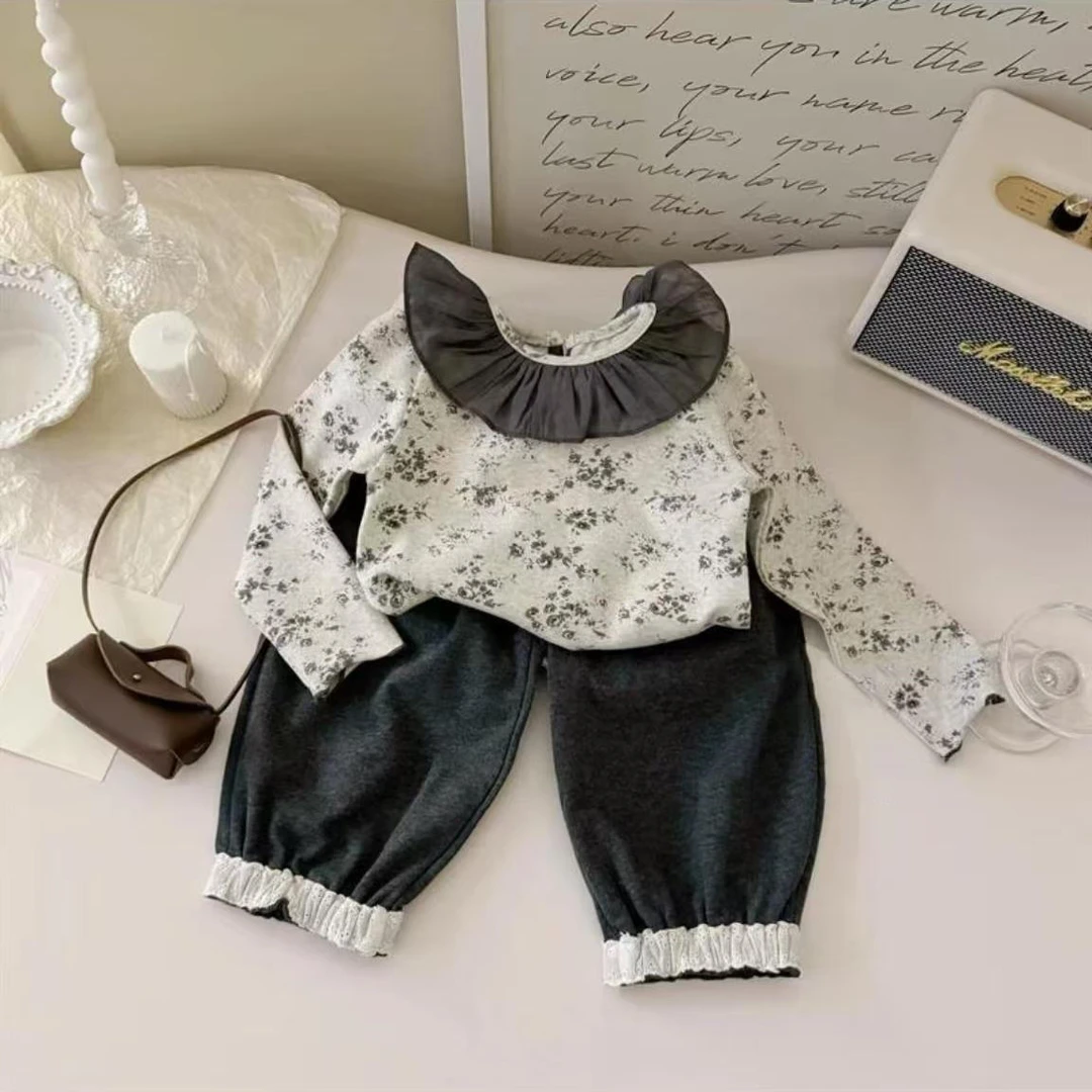 2024秋“威尔小镇”女童气质翻领碎花上衣+韩版碎花长裤 WT0318