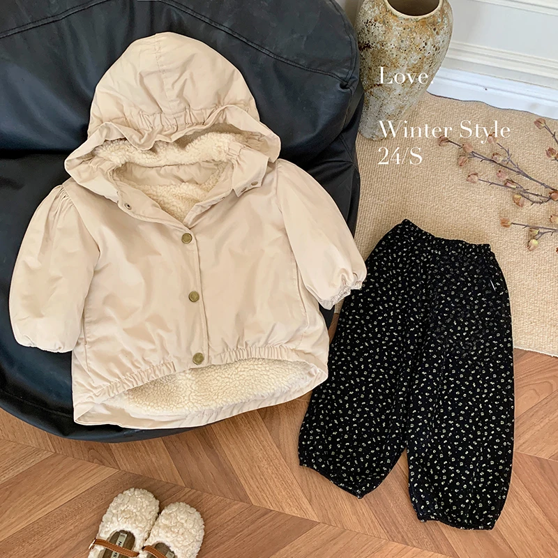 2024秋冬“琴屿岛”女童连帽加厚棉衣+韩版加绒休闲裤子 SQ227