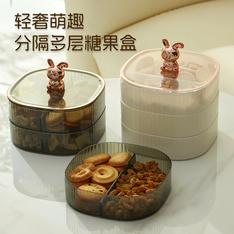 【过年必备】双层创意轻奢家用网红高档欧式带盖零食防尘干果收纳盒