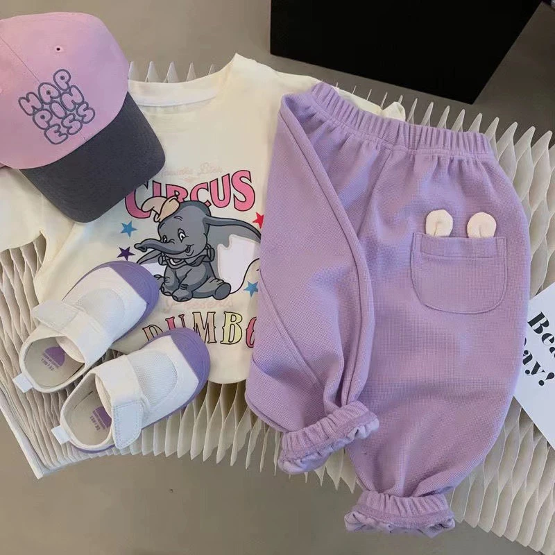 女童裤子2025春秋季新品女宝宝洋气紫色休闲束脚裤儿童百搭韩版