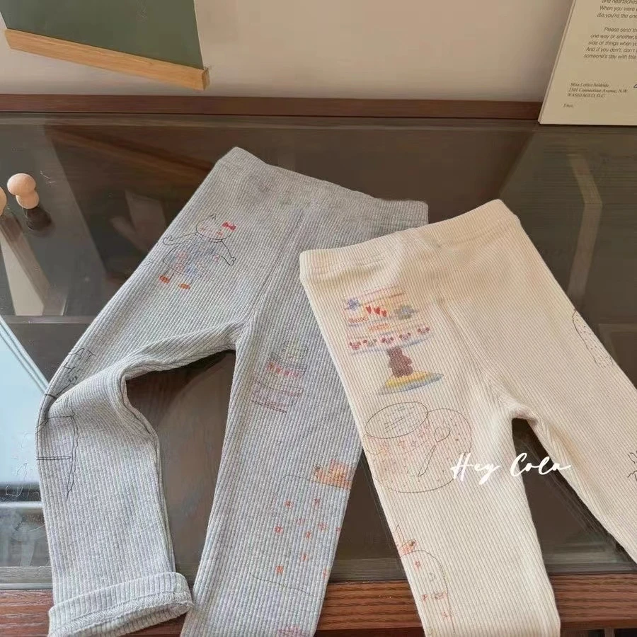 女童打底裤洋气百搭灰色长裤2025秋季新款女宝宝春秋修身长裤子