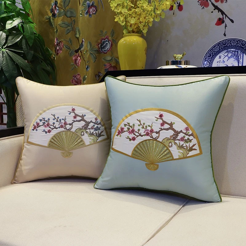 现代古典新中式红木沙发绣花抱枕靠背含芯床头靠包腰枕靠垫抱枕套