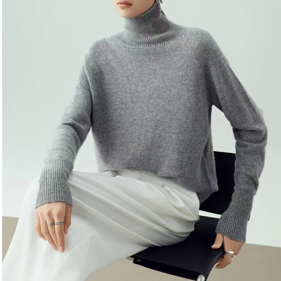 （69~109）羊毛衫显瘦舒适网红针织时尚女士加厚高领圆领秋冬百搭
