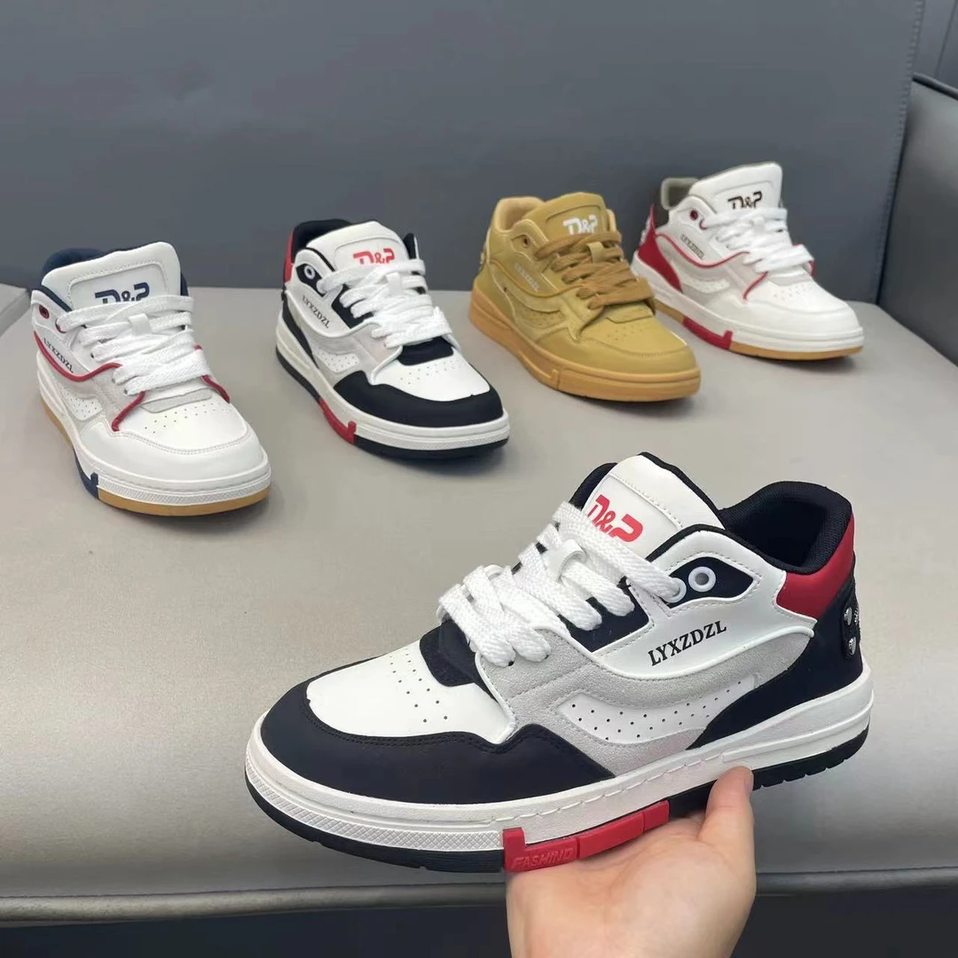 2024秋季新款男士休闲鞋舒适轻便男潮鞋时尚拼接百搭流行个性板鞋
