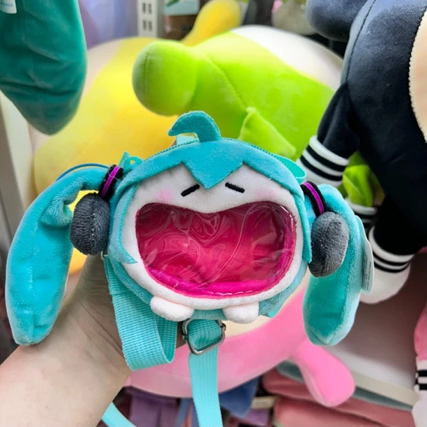 初音未来可爱体UWA毛绒钱包耳机包痛包大嘴斜挎双肩背两种尺寸