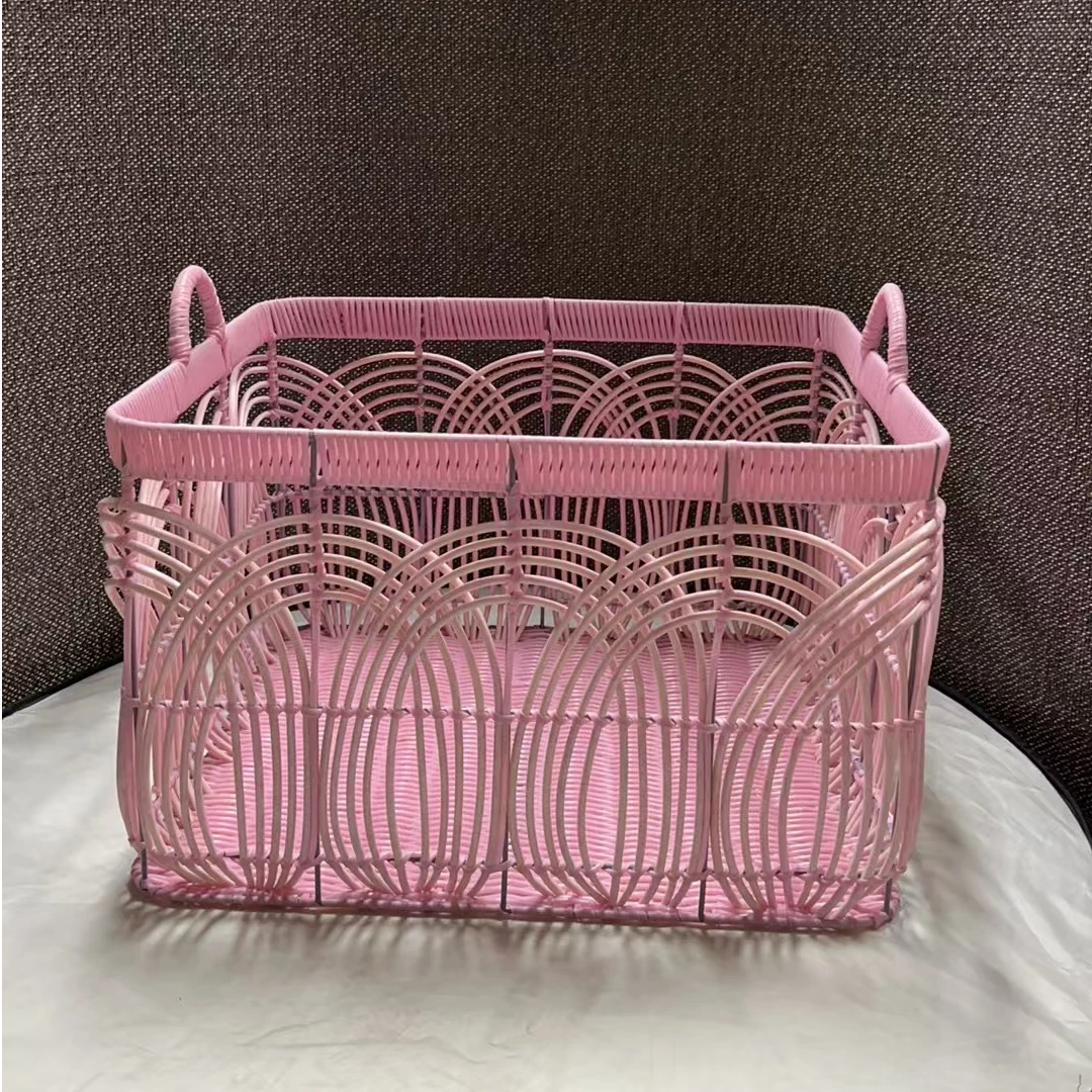 2160微瑕款 长45宽40高29带把高34cm家用编织PVC收纳筐大号收纳篮