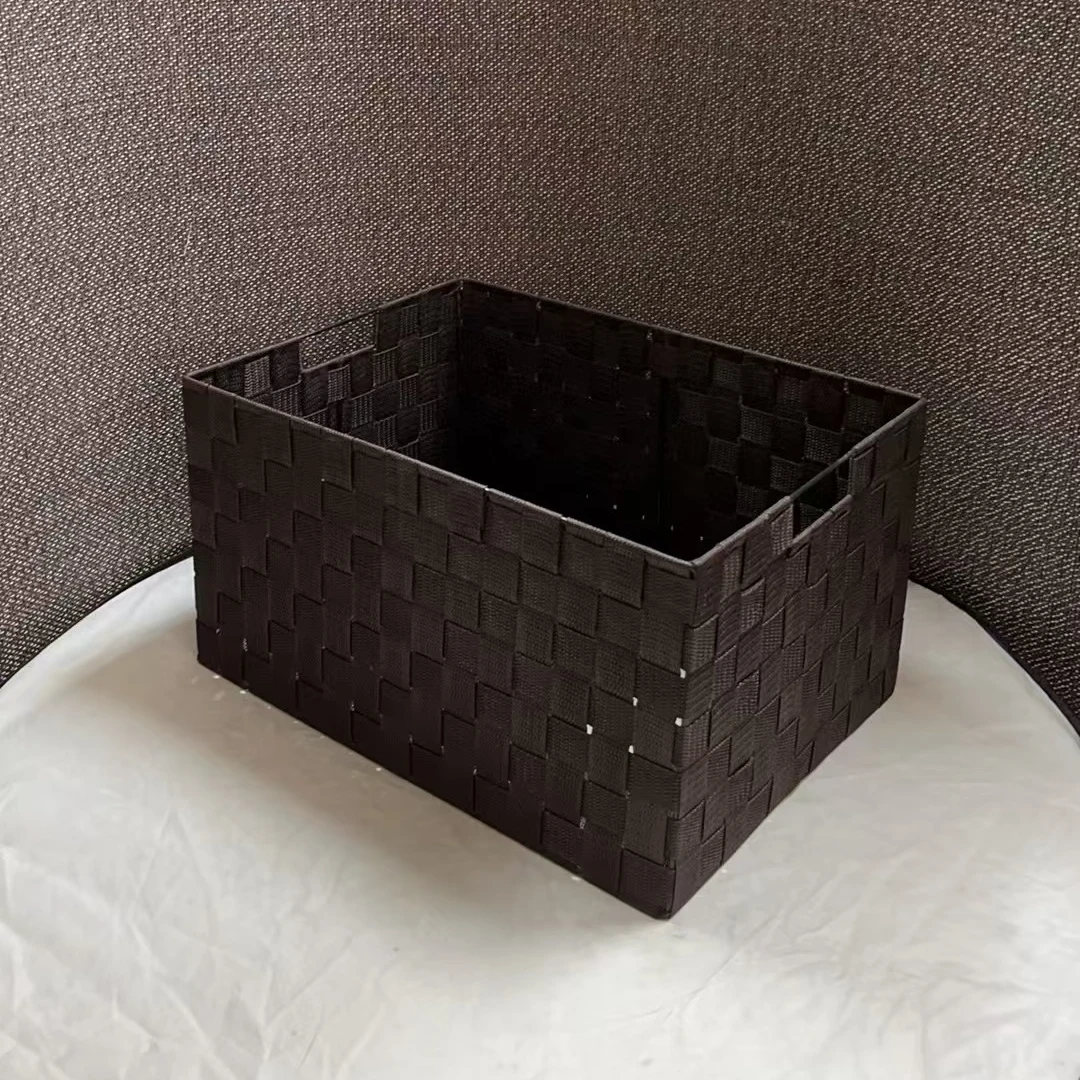 1414瑕疵款 长41宽29高22cm 家用收纳筐咖色简约储物篮子长方形