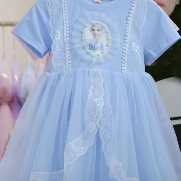 2024新款夏装女童爱莎公主连衣裙生日礼服裙2号
