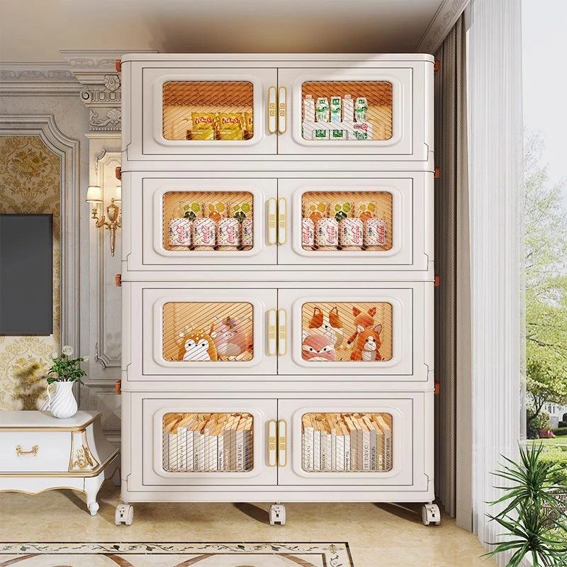 [105面宽收纳柜]免安装家用折叠收纳柜玩具零食置物柜客厅置物柜
