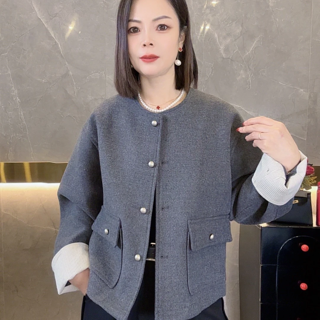 （韩熙）欧货秋冬新款时尚撞色休闲韩系小个子外套女气质潮