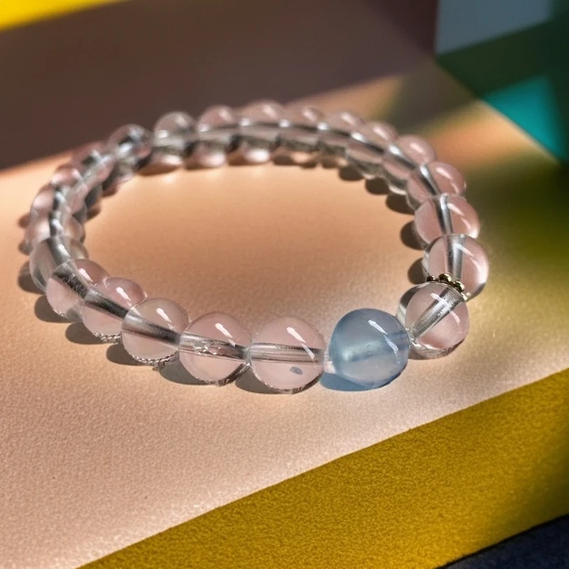 赵露思同款天然白水晶海蓝宝手串简约店铺徐艺洋推荐的水晶店铺