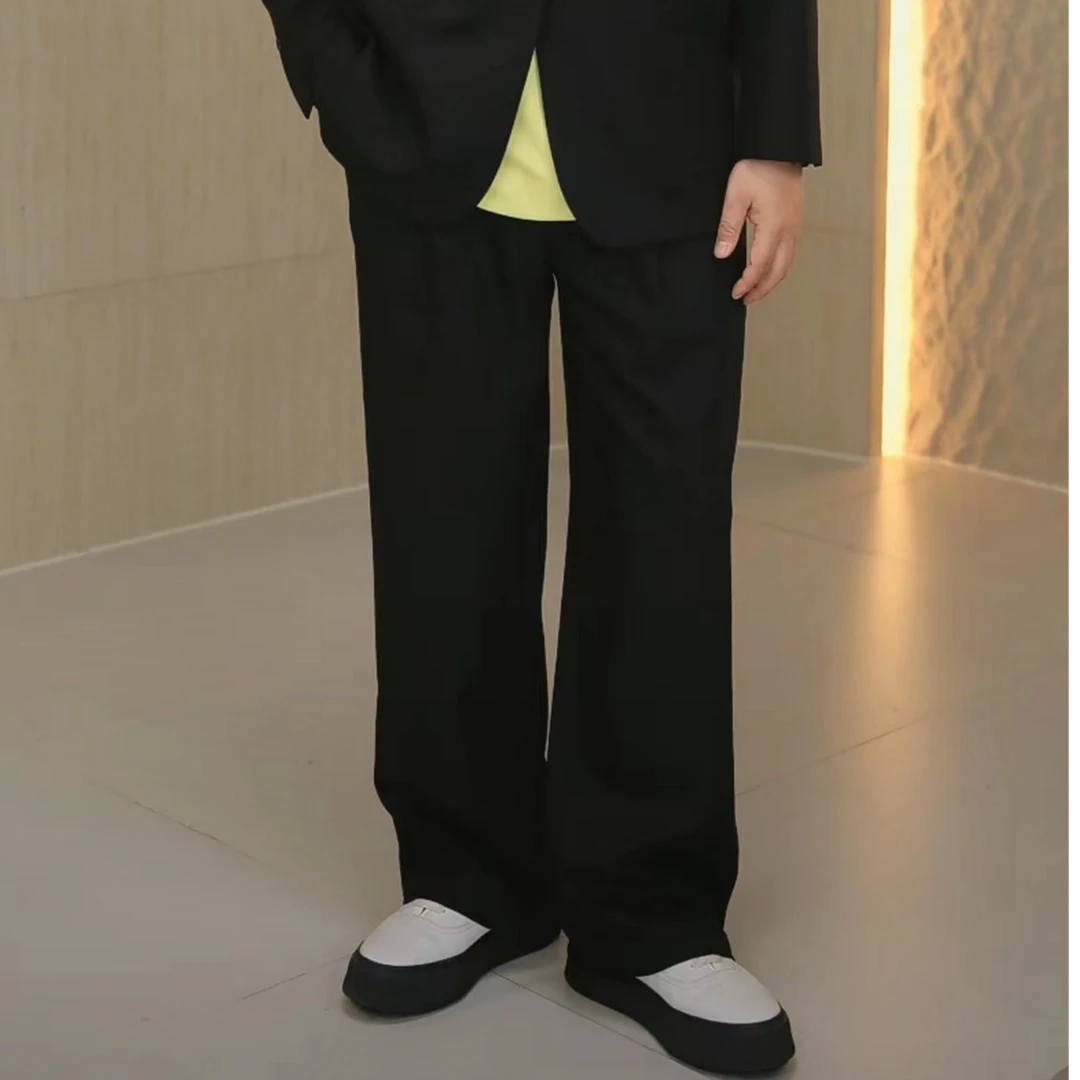 2024新款时装大直筒西裤腰头松紧男士垂感百搭直筒裤休闲裤