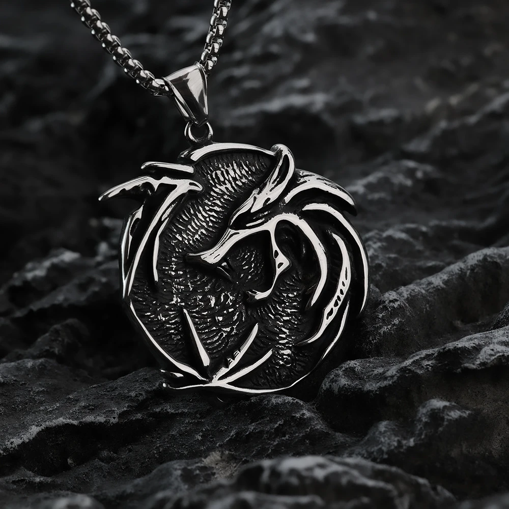 钛钢项链 项链男潮流高级感痞帅不掉色复古嘻哈猎魔人时尚挂件