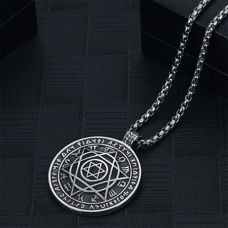 十二星座六芒星项链男潮嘻哈个性复古吊坠百搭衣服装饰