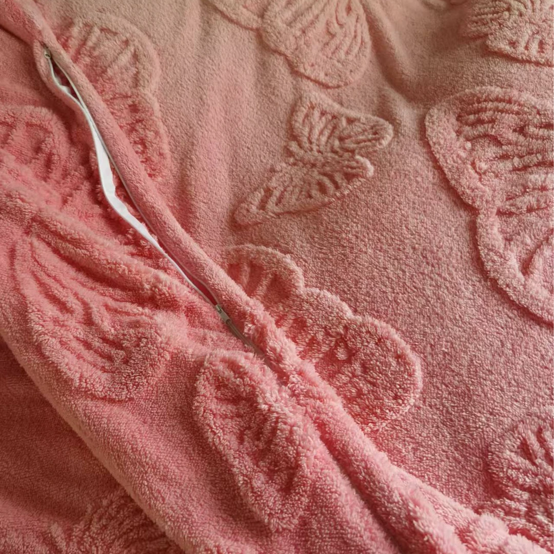 2*2.3米 塔芙绒被套 粉色加绒加厚柔软冬季保暖双人盖轻奢被罩