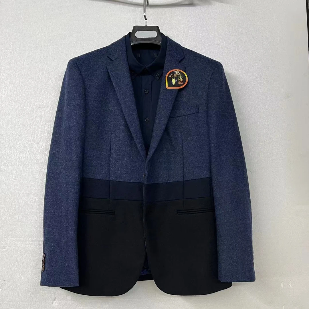 男士休闲毛呢西服拼色外套AF005
