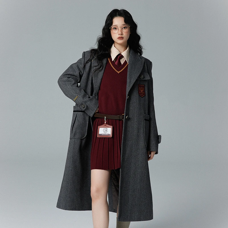 【梗豆物语】哈利波特联名款西装外套女2023年中长款宽松显瘦大衣