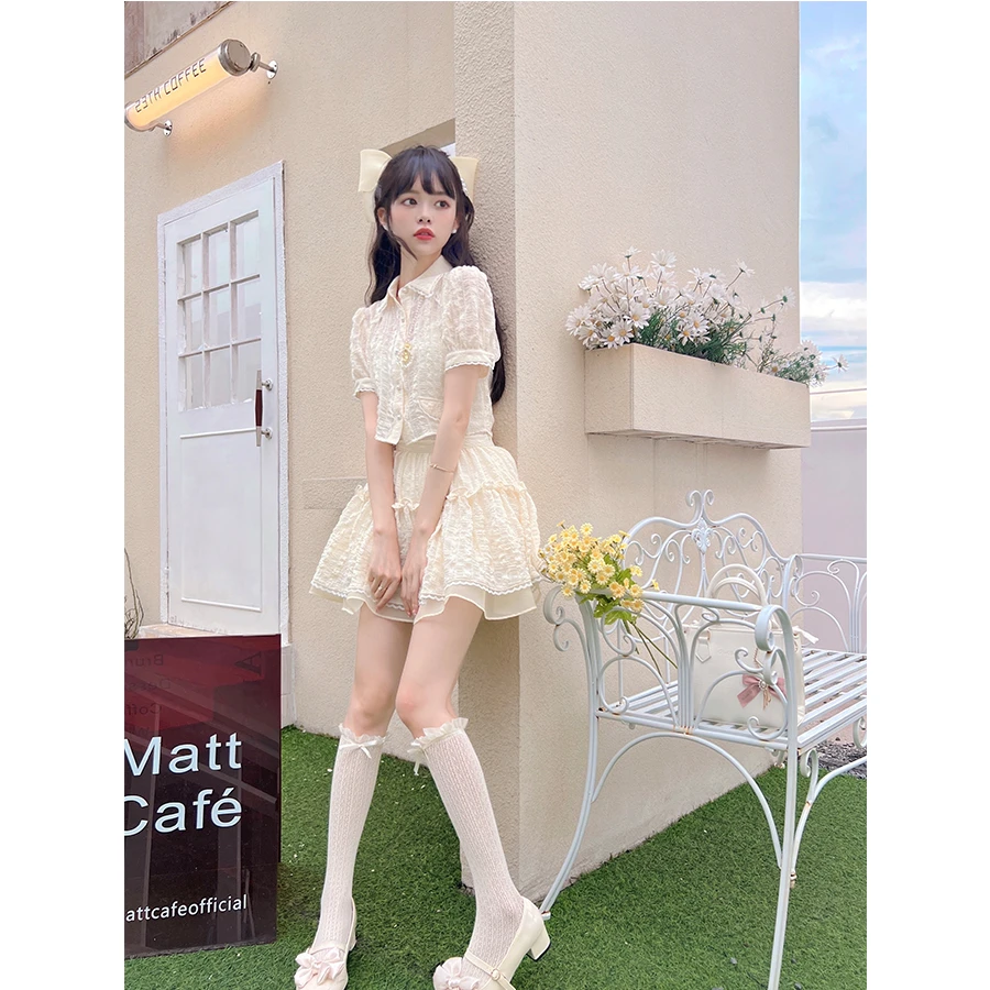 【梗豆KYOUKO】周末浮力 天鹅湖*奶黄色贵气少女蝴蝶结*套装