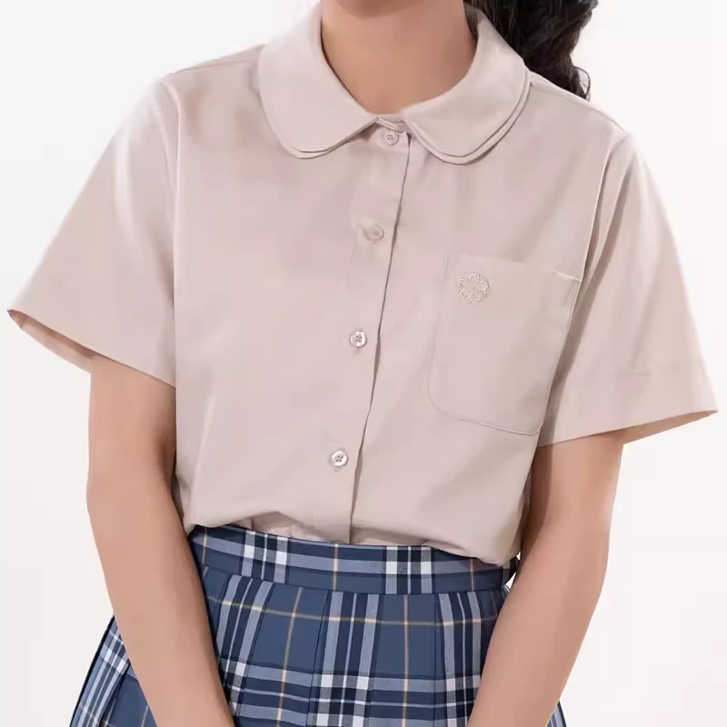 【梗豆物语】双层甜美丸襟短袖衬衫jk制服日系少女学院风百搭
