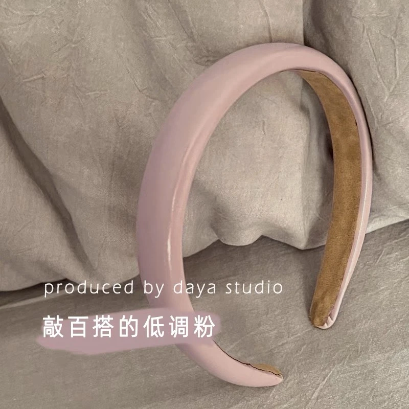 不挑人的皮粉樱花季~去约会高颅顶仿皮质洗脸发箍