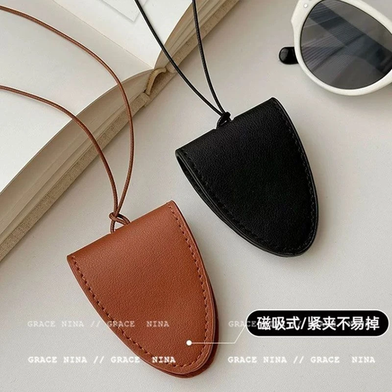 非金属皮质项链 挂脖磁吸皮质眼镜夹项链女户外便携长款毛衣链钥