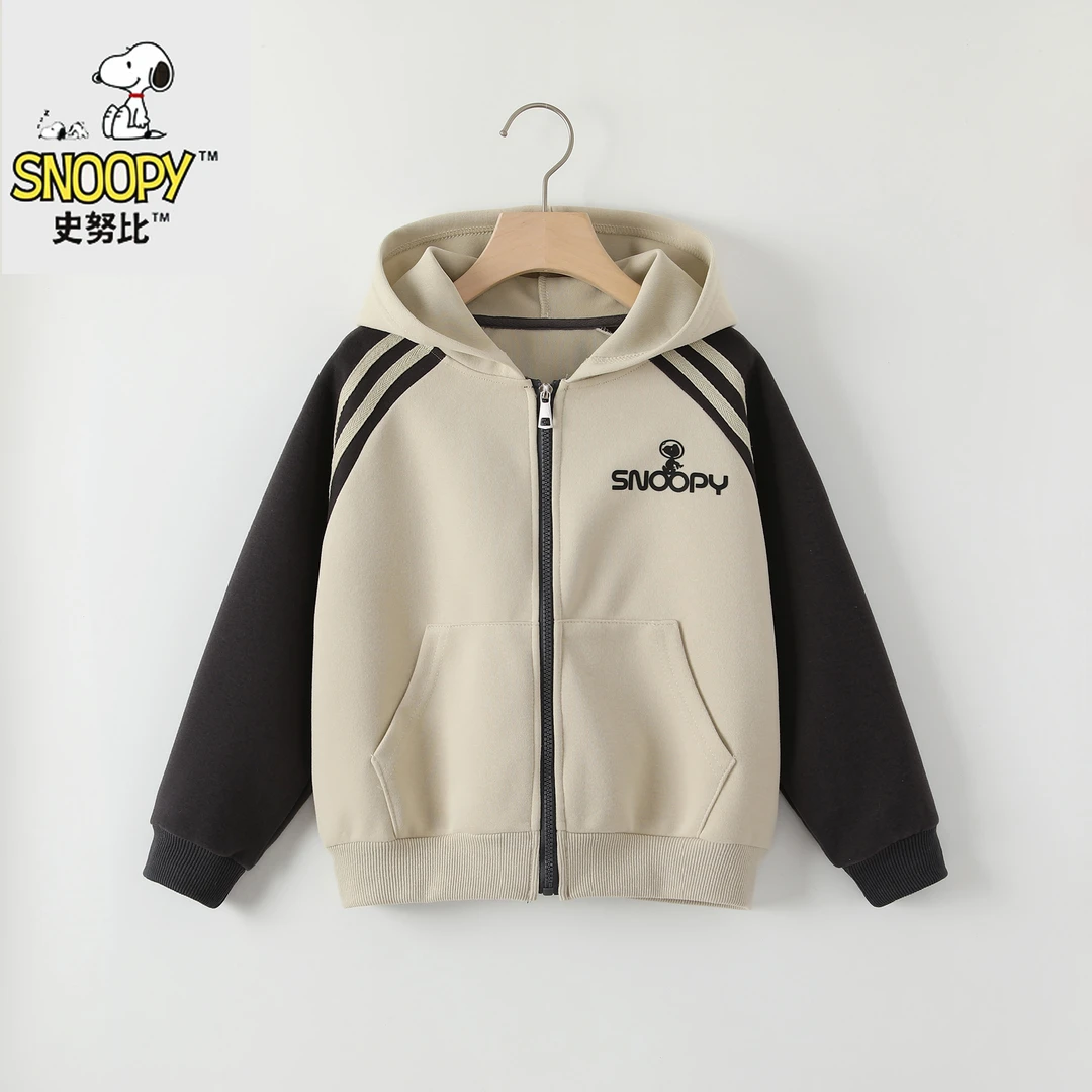 Snoopy/史努比中大童外套男童女童时尚拉链拼接上衣大童休闲潮款