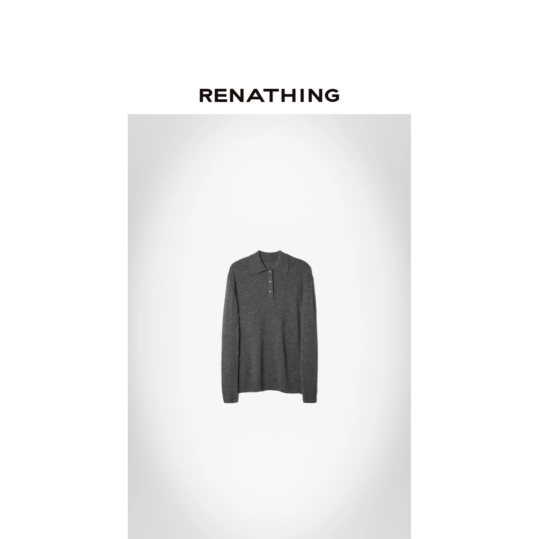 【RENATHING】舒适套头长袖Polo针织衫