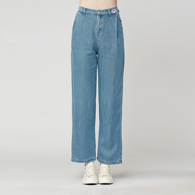 天丝垂感高腰牛仔阔腿裤显瘦百搭女士休闲哈伦裤夏季复古宽松长裤