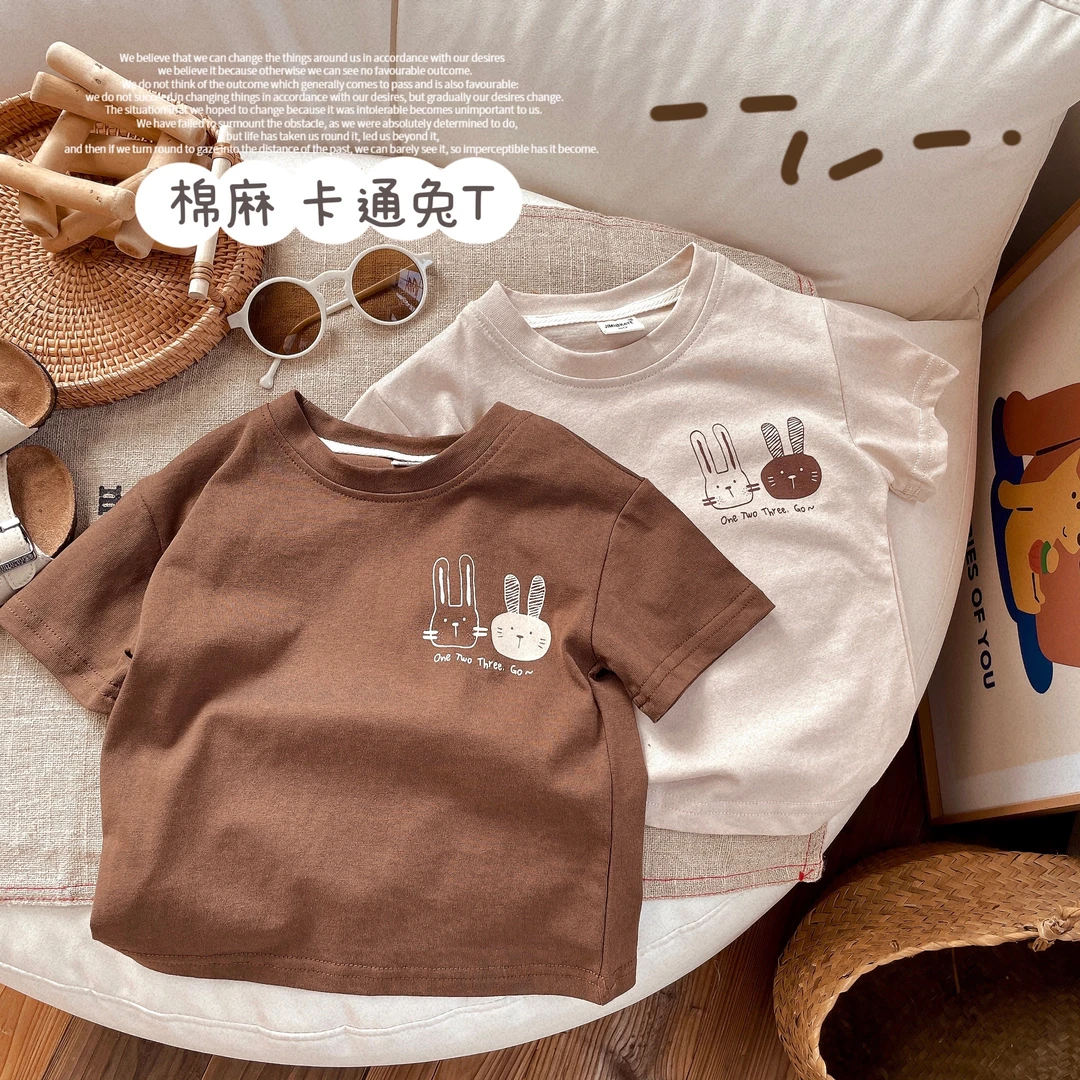 【阿沐家童品】宝宝夏季可爱短袖T恤男女小童韩版卡通休闲半袖t恤衫