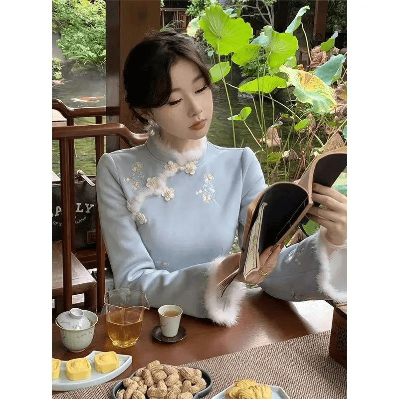 一尧【棠梨煎雪】新中式国风秋冬季温柔气质连衣裙女优雅刺绣日常