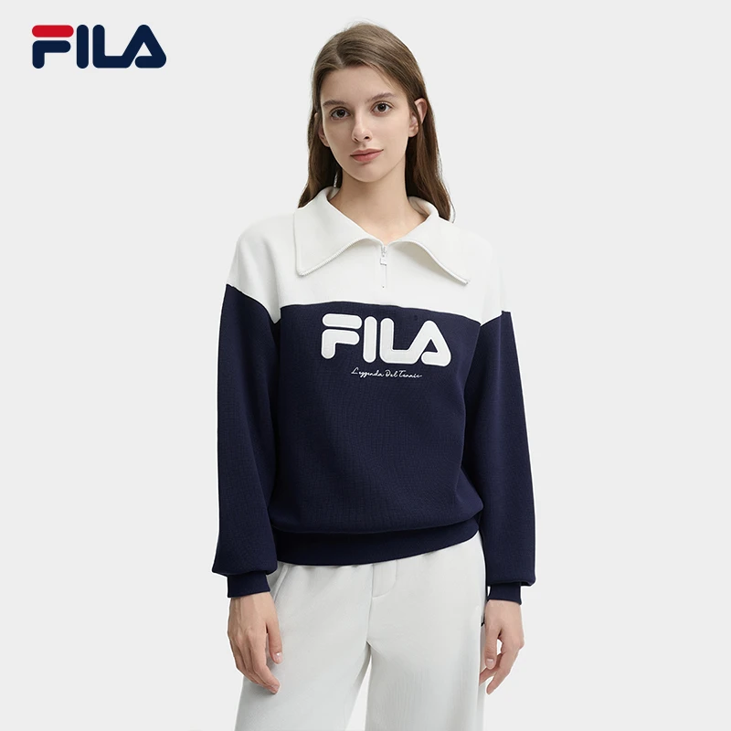 FILA/斐乐女秋冬新款【时尚减龄翻领】休闲运动长袖卫衣F11W449203F