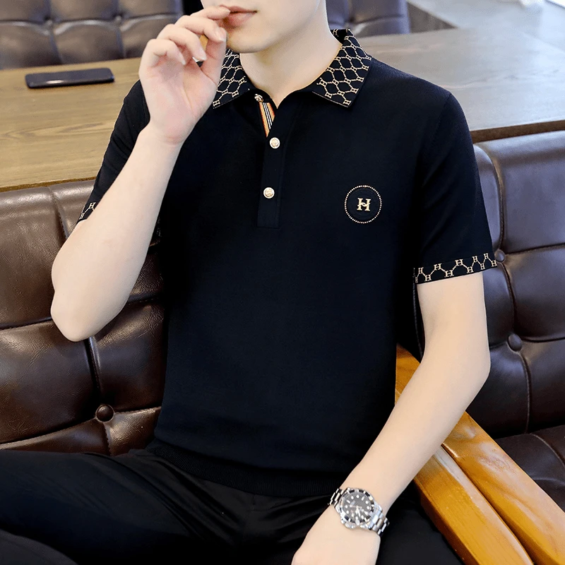 【少量现货】意大利专柜大牌高品质中青年商务休闲针织短袖POLO衫