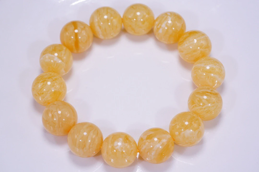 14mm俄料虎皮白花蜡圆珠手串 纹理细腻 重24克多样性发一条