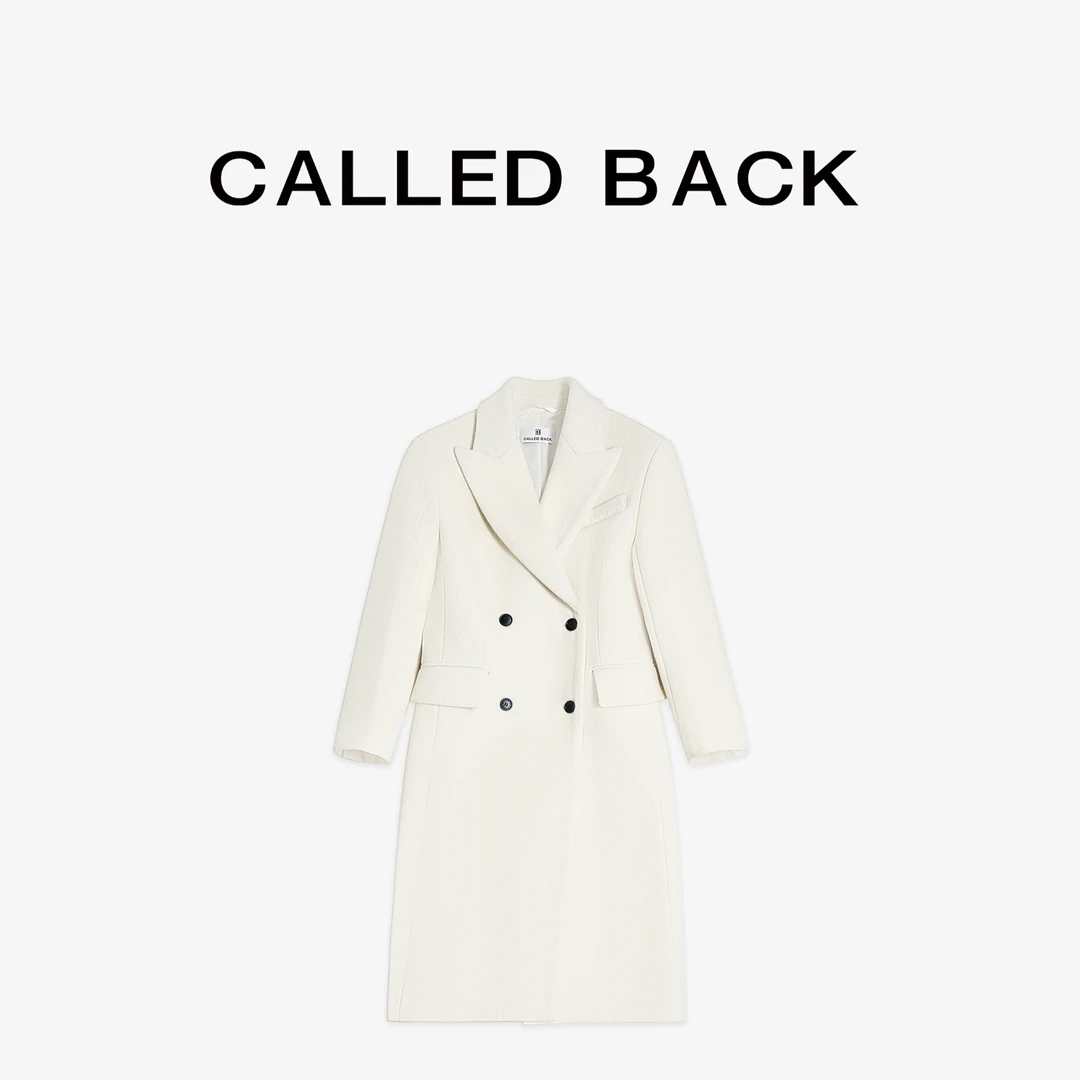 CALLED BACK【附赠毛领】秋冬新款简约气质戗驳领双排扣羊毛大衣女