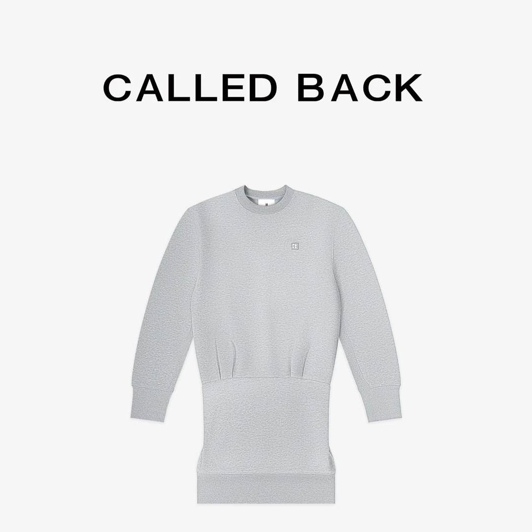 CALLED BACK秋季新款宽松收腰简约休闲灰色运动卫衣连衣裙女