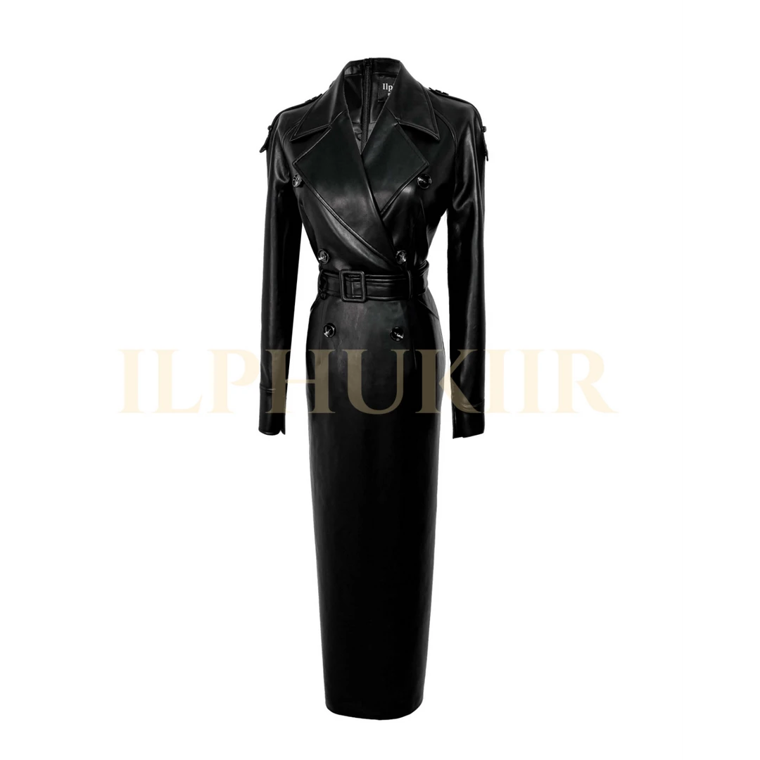 ILPHUKIIR  【米兰女郎】复古肩章收腰风衣外套裙